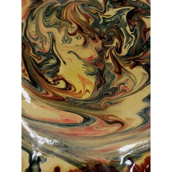 11" Spanish Pottery Swirl Hand Painted Bowl Glazed ARTSY Salad Nuts Candy Decor - Picture 16 of 16